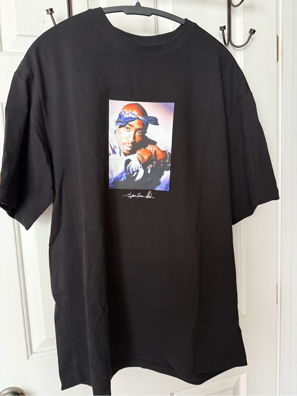 H&M Black Short Sleeve Tee with Color Portrait Graphic